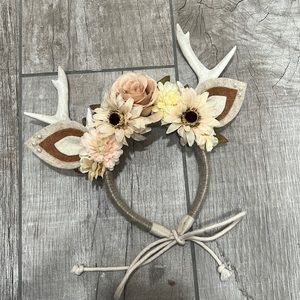 Flower deer antler headband